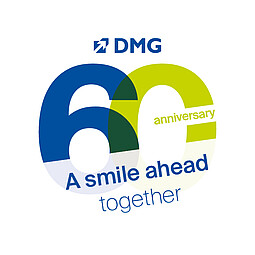 Logo for the 60th anniversary in green and blue with the text “A smile ahead together” above the number